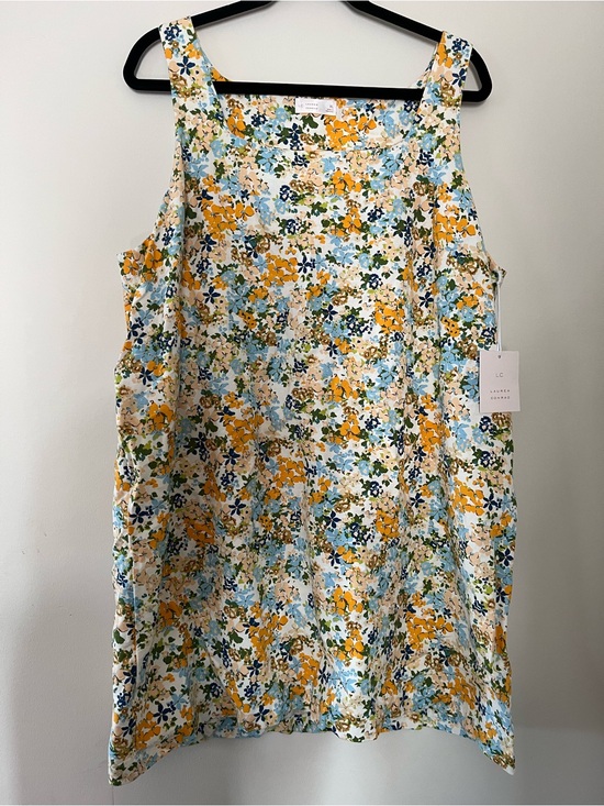 LC Lauren Conrad Dresses & Skirts - NWT Lauren Conrad Orange Blue Floral Linen Blend Mini Dress XL Cottagecore